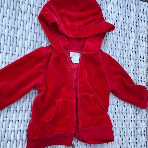 Infant Ralph Lauren 2 Piece Red Velour Jogging Set size 9M - Picture 5 of 14